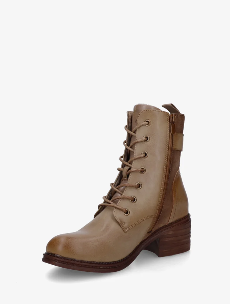 Bottines lacées à boucle et contrefort python - Taupe