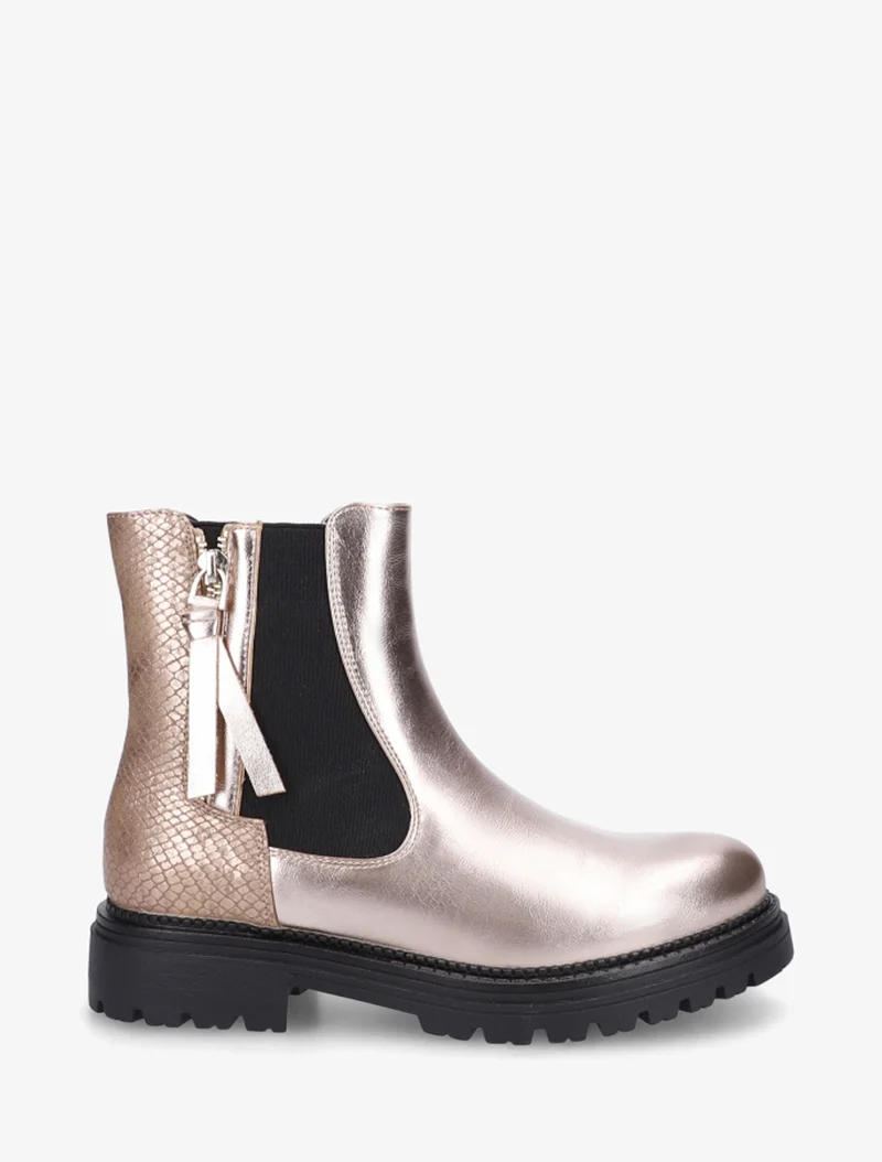 Bottines élastiquées à zip décoratif - Rose gold