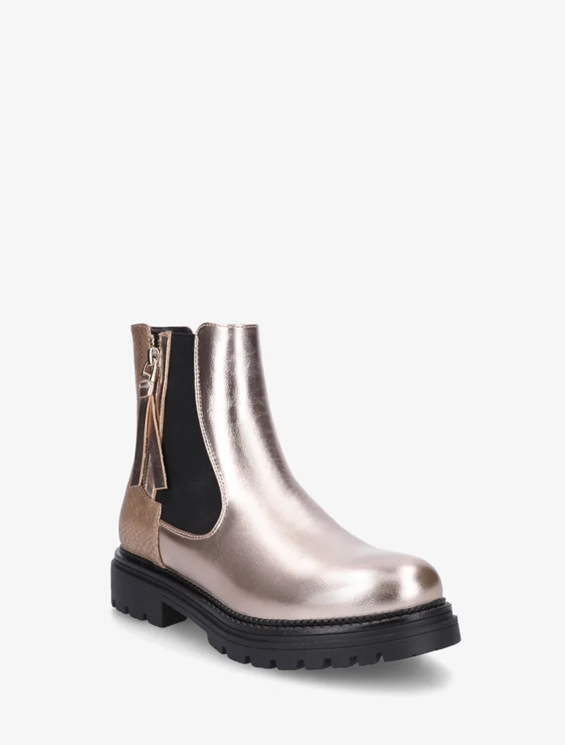 Bottines élastiquées à zip décoratif - Rose gold