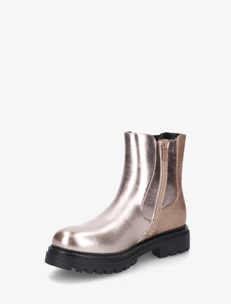 Bottines élastiquées à zip décoratif - Rose gold