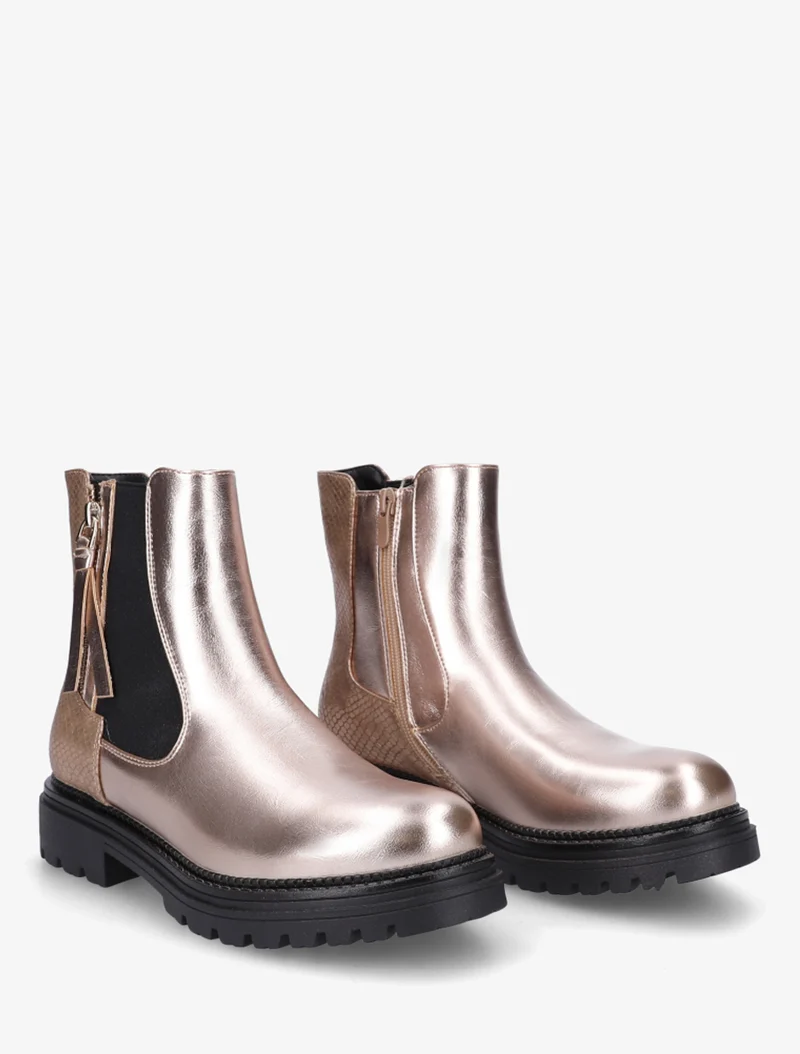 Bottines élastiquées à zip décoratif - Rose gold
