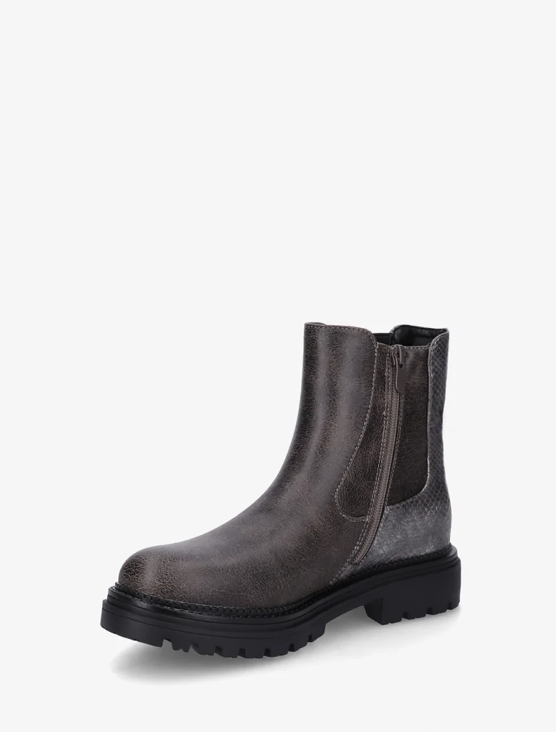 Bottines élastiquées à zip décoratif - Gris foncé