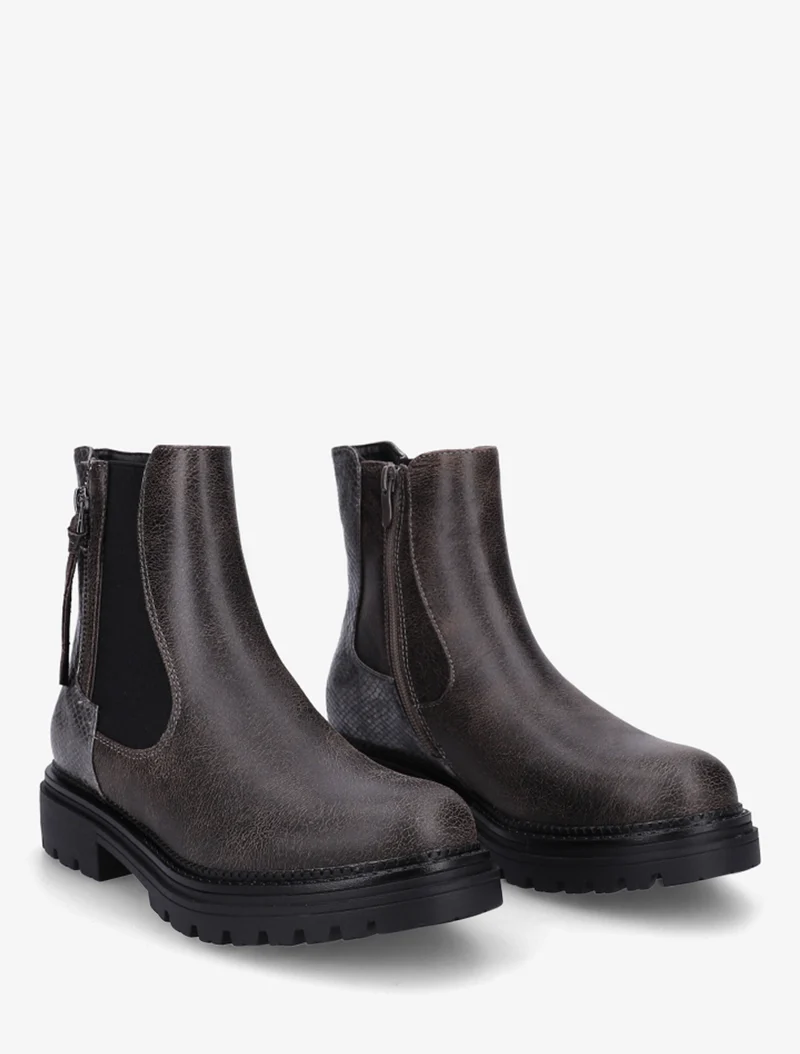 Bottines élastiquées à zip décoratif - Gris foncé