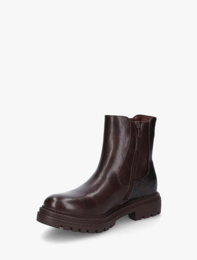 Bottines élastiquées à zip décoratif - Marron