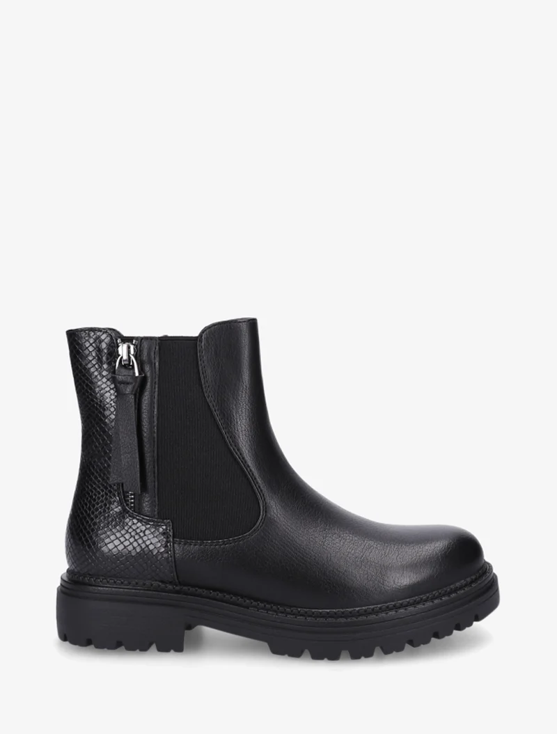 Bottines élastiquées à zip décoratif - Noir