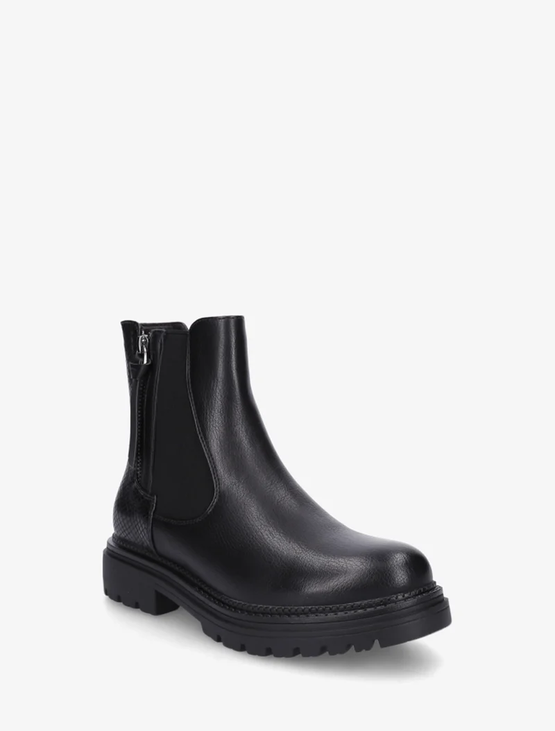 Bottines élastiquées à zip décoratif - Noir