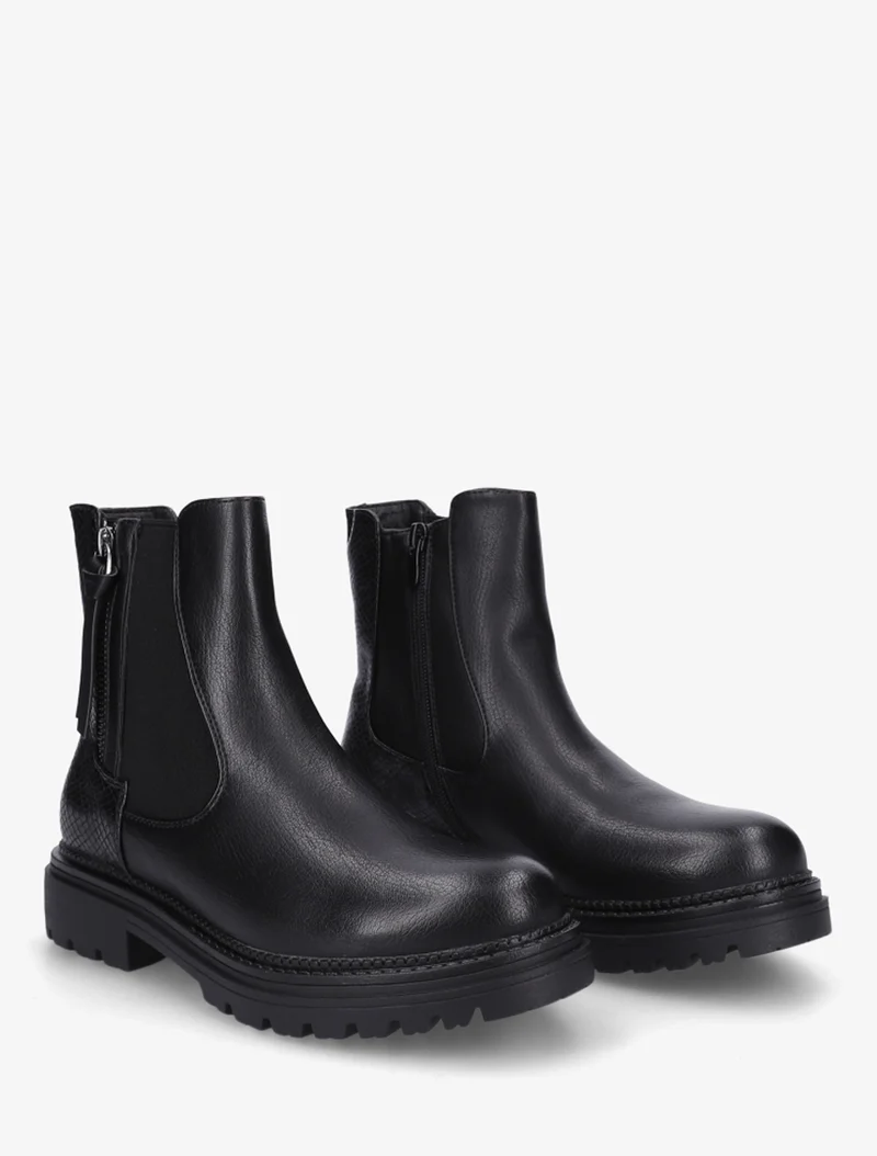 Bottines élastiquées à zip décoratif - Noir