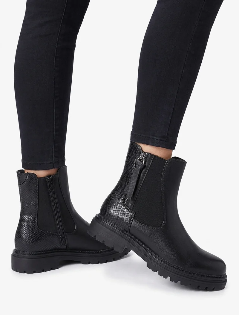 Bottines élastiquées à zip décoratif - Noir