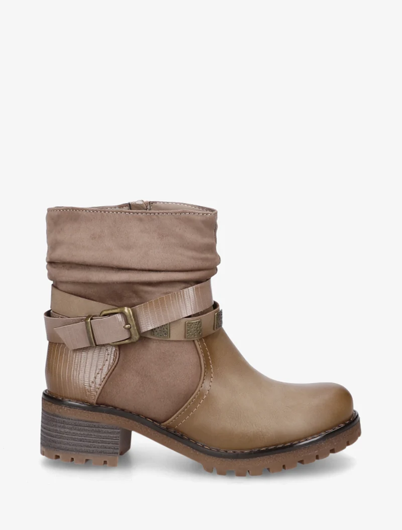 Boots plissées à boucle - Taupe