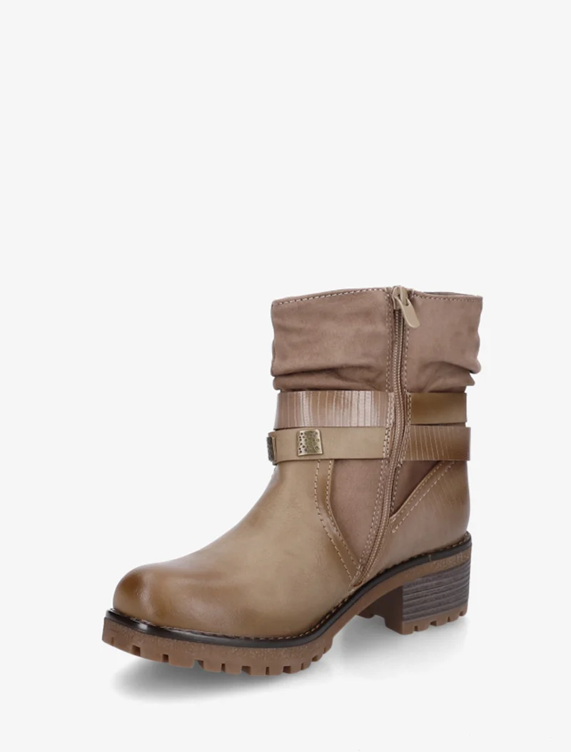 Boots plissées à boucle - Taupe