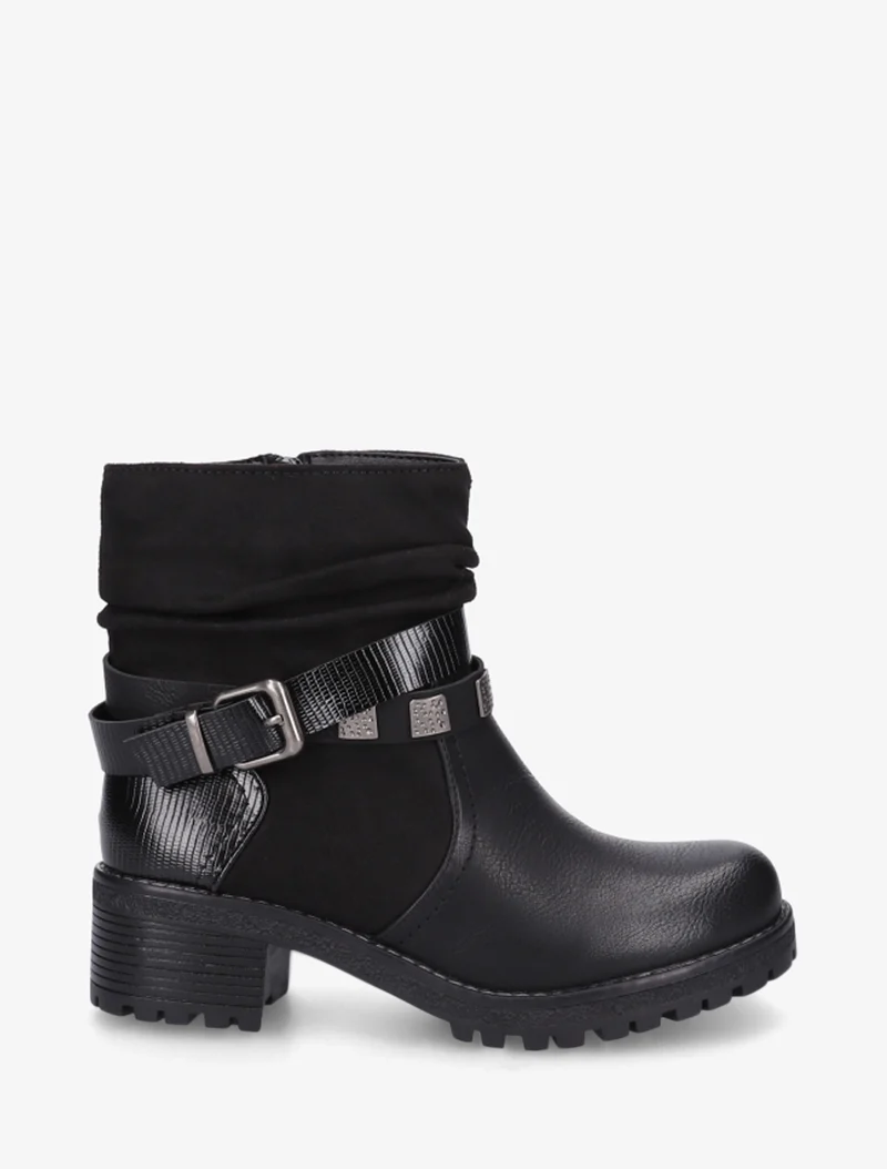 Boots plissées à boucle - Noir