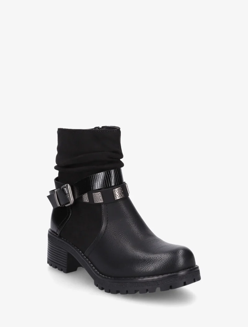 Boots plissées à boucle - Noir