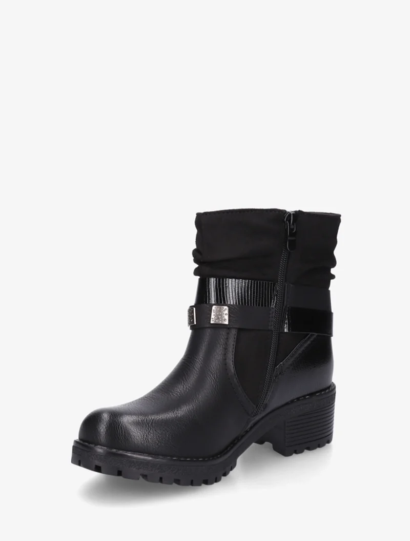 Boots plissées à boucle - Noir