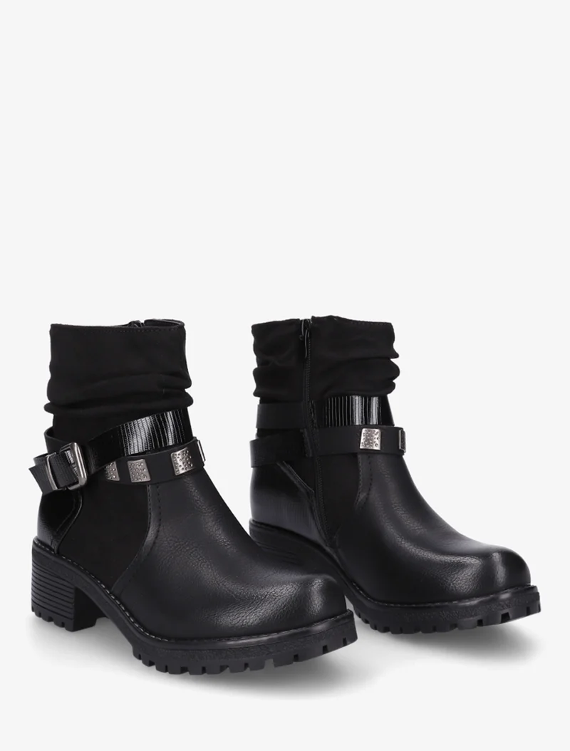 Boots plissées à boucle - Noir