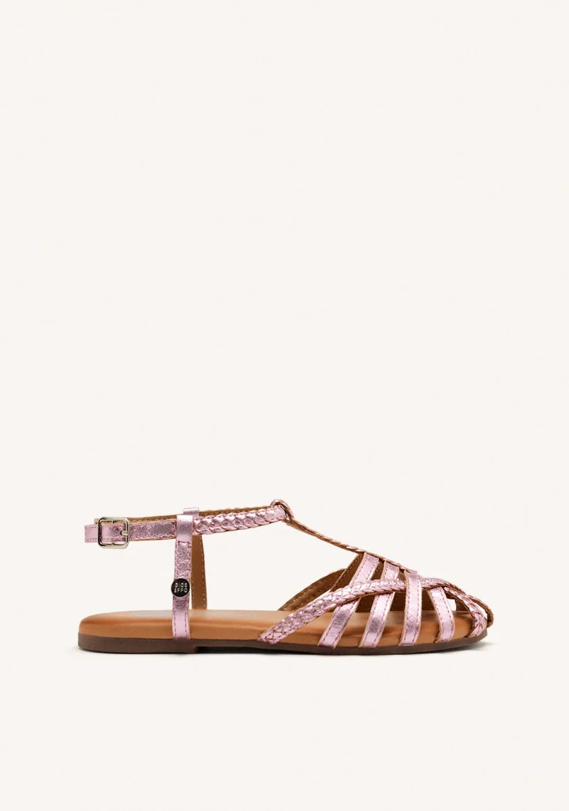 Tanlay girlsink leather multi strap sandals