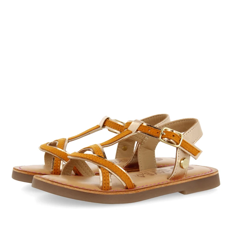 Boucan girls orange suede effect leather sandals