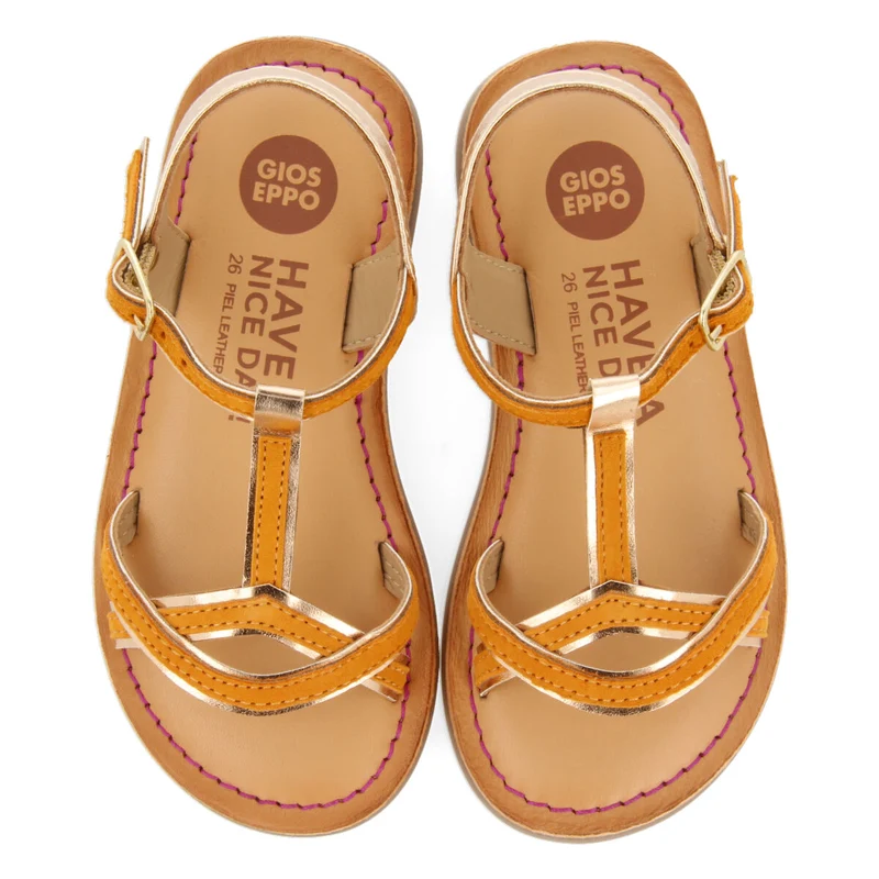 Boucan girls orange suede effect leather sandals