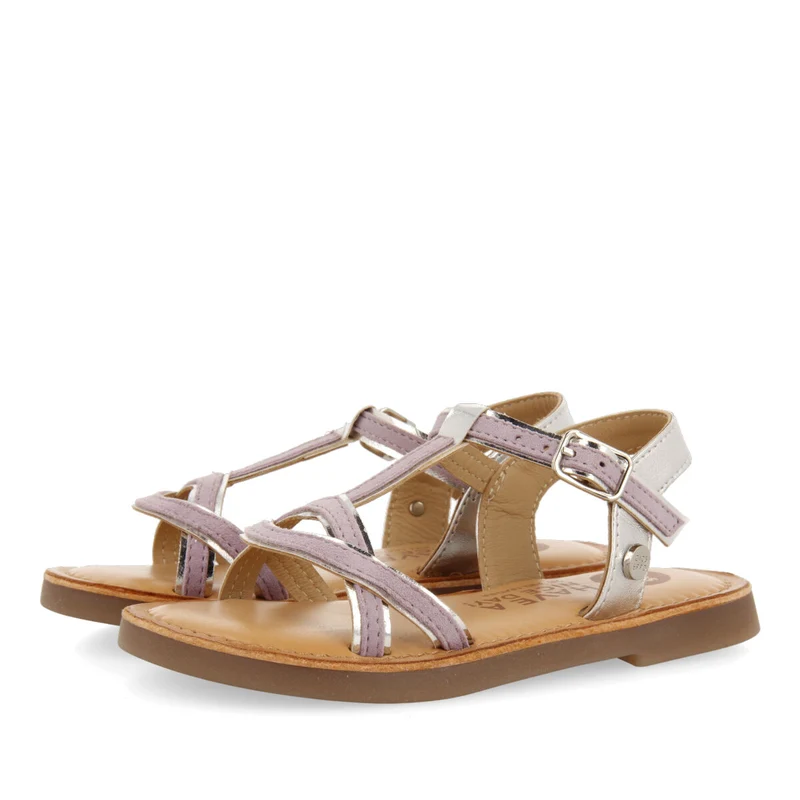 Boucan girls lilac suede effect leather sandals