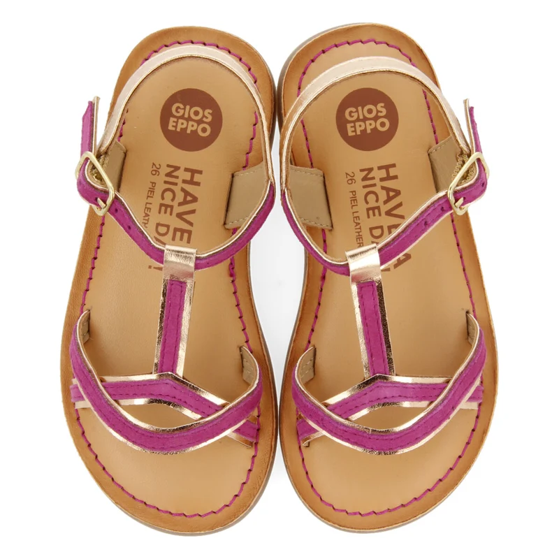 Boucan girls fuchsia suede effect leather sandals