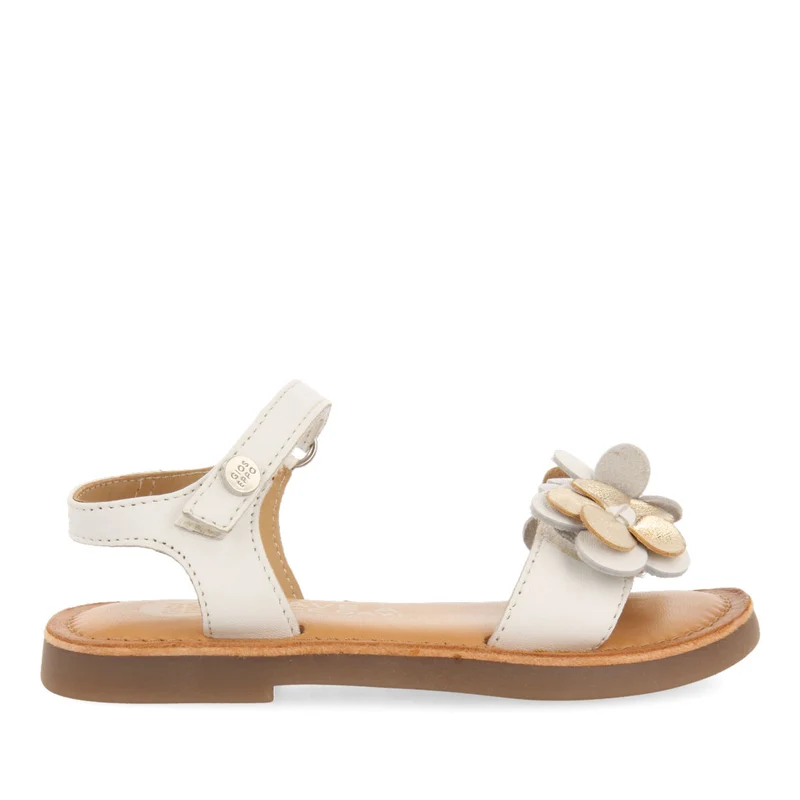 Shales girls white floral leather sandals
