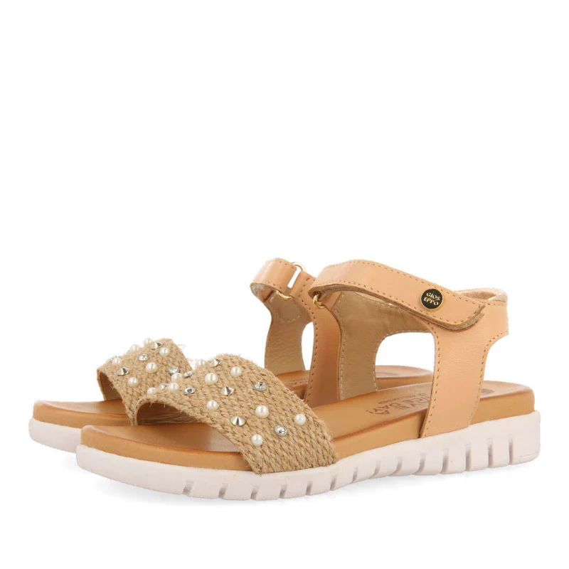 Outreau girls detailed rose gold jute sandals