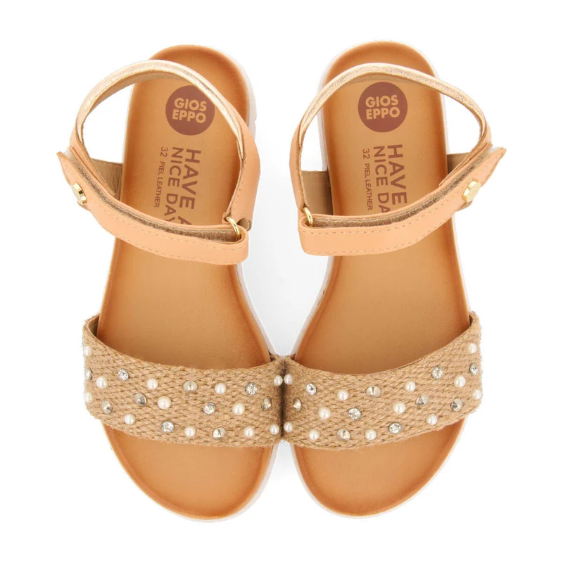 Outreau girls detailed rose gold jute sandals