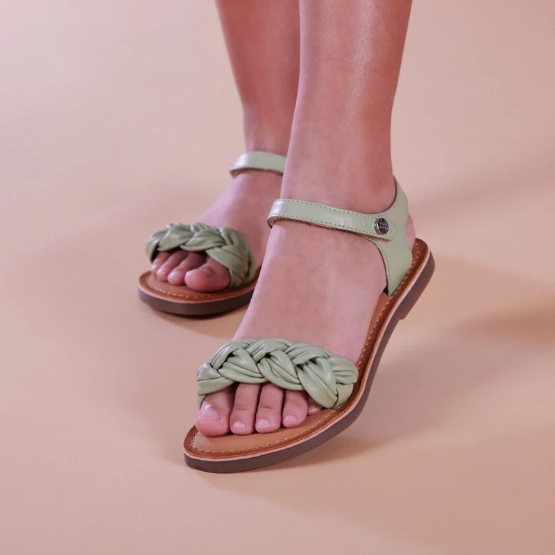Ingai girls mint greenlaited leather sandals
