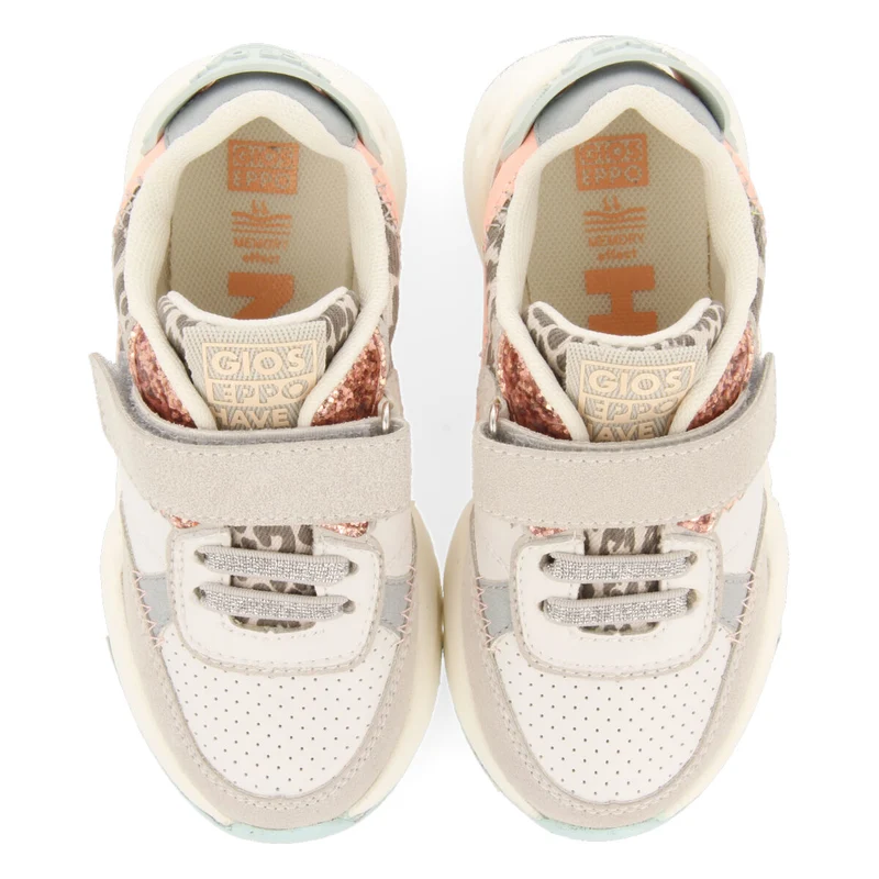 Edeia girls white sneakers with retro soles