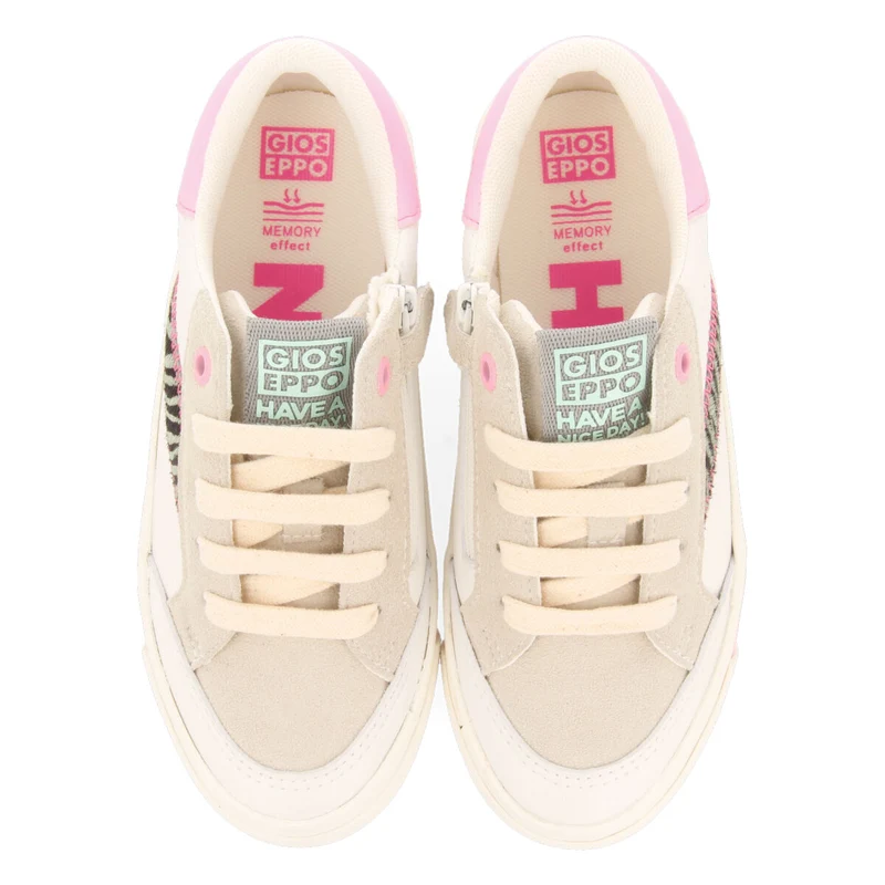 Chame girls white sneakers withink accents