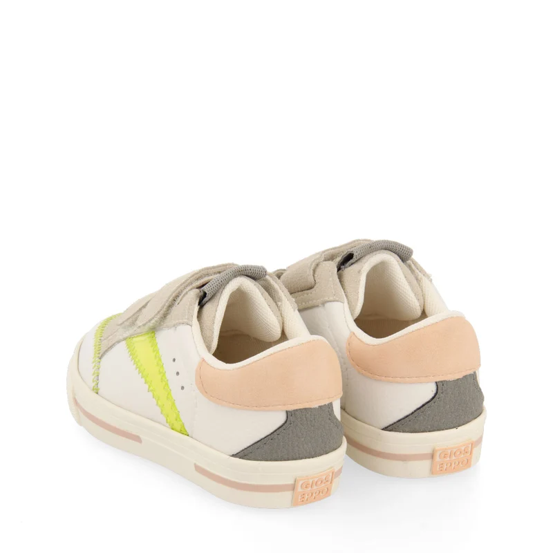 Yalova girls white sneakers with neon yellow details