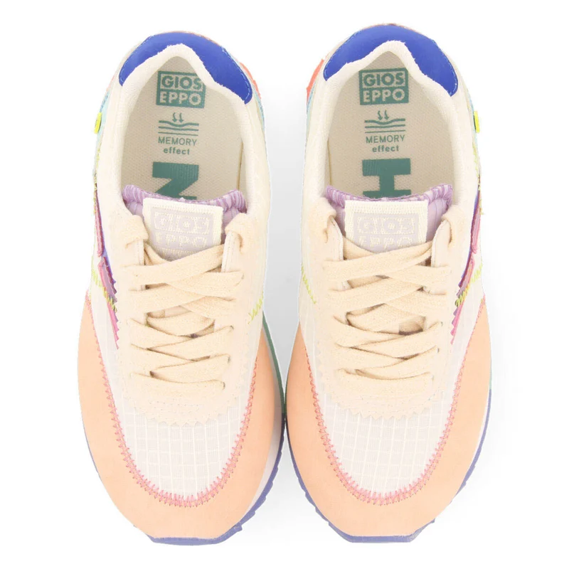 Madirac girlsink sneakers with colourful topstitching