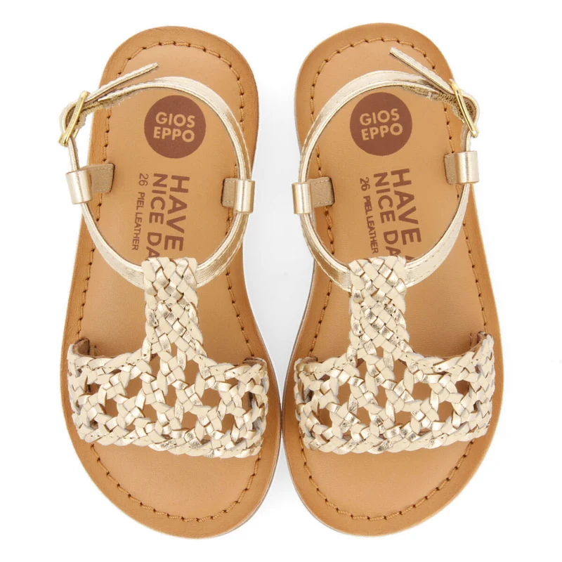 Quarai girls gold leather sandals
