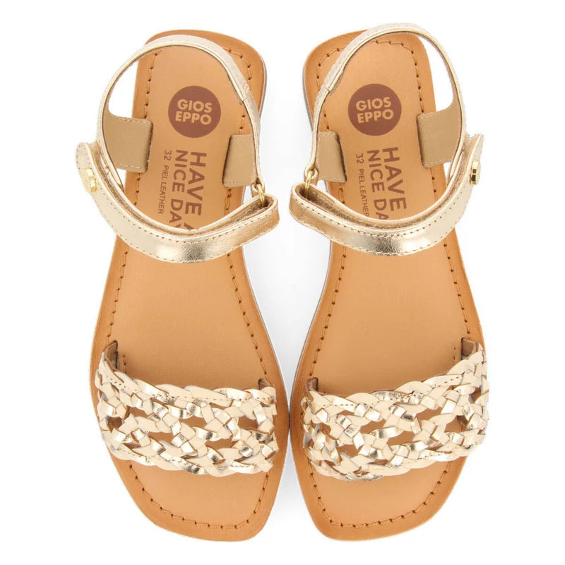 Pasig girls goldlaited leather sandals