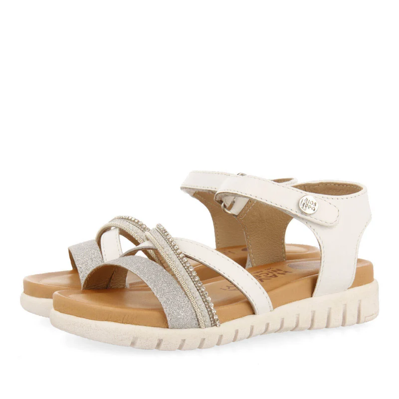 Maroa girls detailed white leather sandals