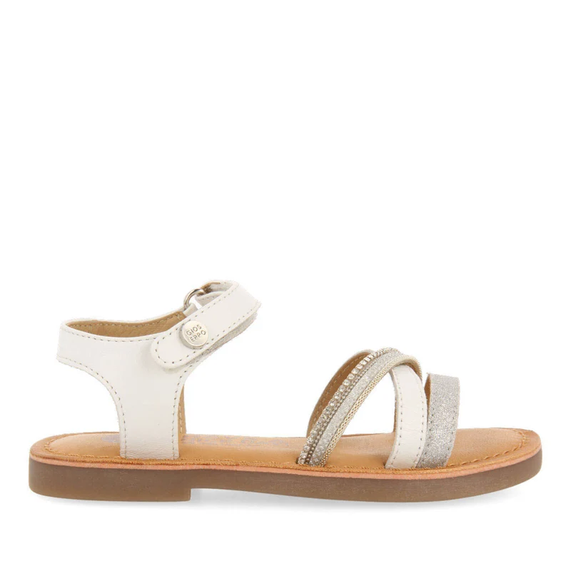 Melgar girls leather sandals with white details