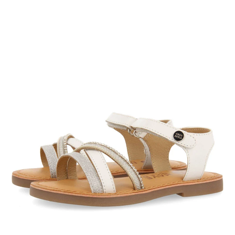 Melgar girls leather sandals with white details