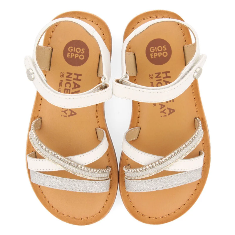 Melgar girls leather sandals with white details