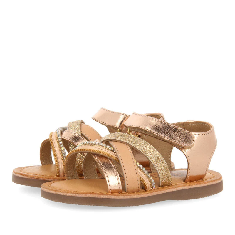 Olaya girls leather sandals withink details