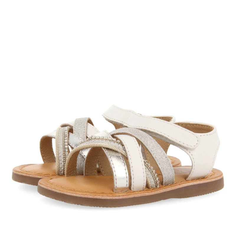 Olaya girls leather sandals with white details