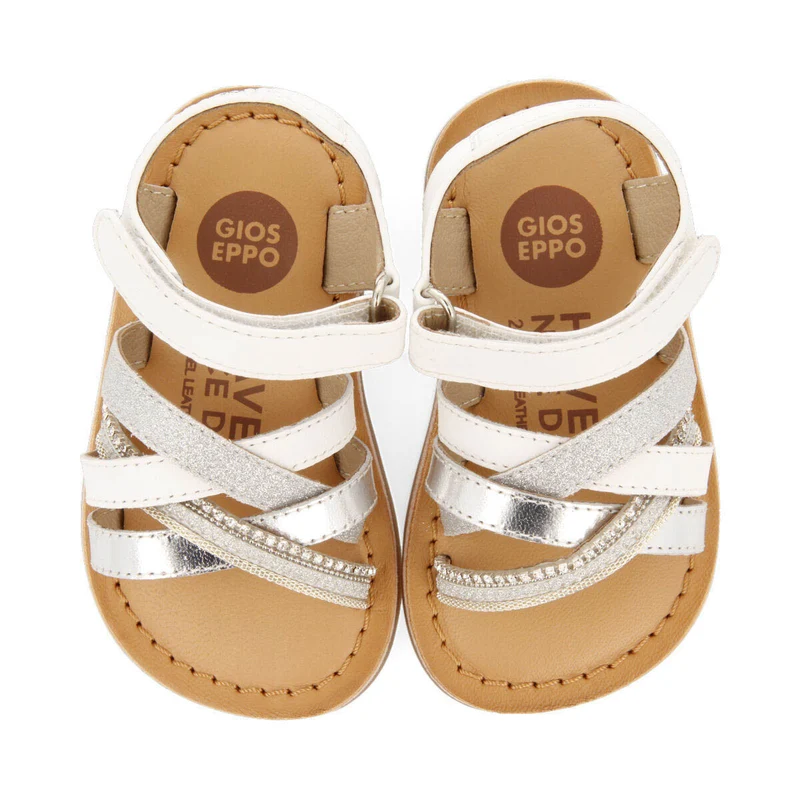 Olaya girls leather sandals with white details