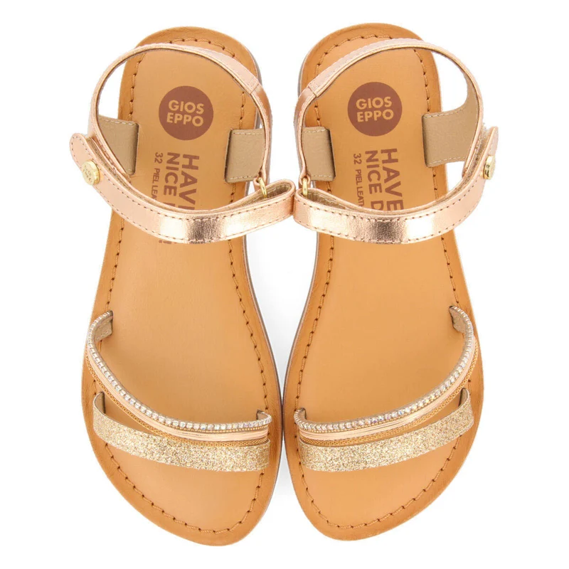 Lucmau girls leather sandals withink details