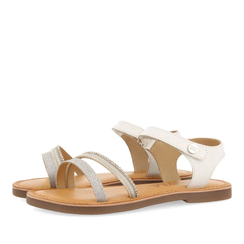 Lucmau girls leather sandals with white details