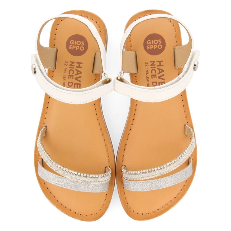 Lucmau girls leather sandals with white details