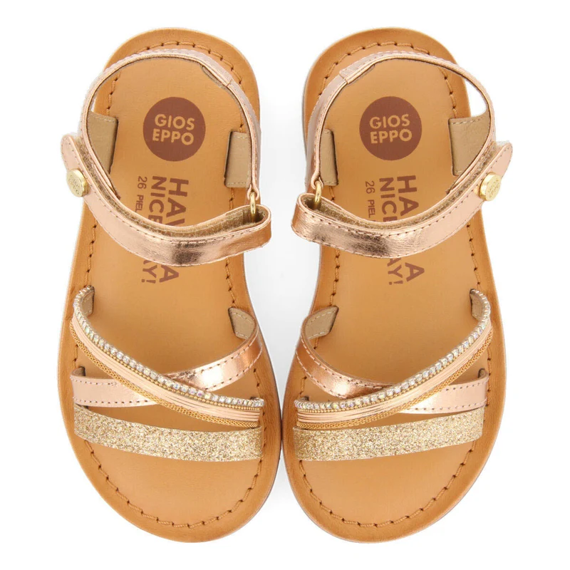 Melgar girls leather sandals withink details