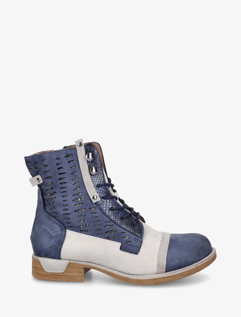 Bottines lacées irisées à perforations - Bleu