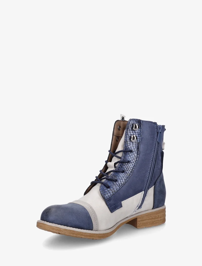 Bottines lacées irisées à perforations - Bleu