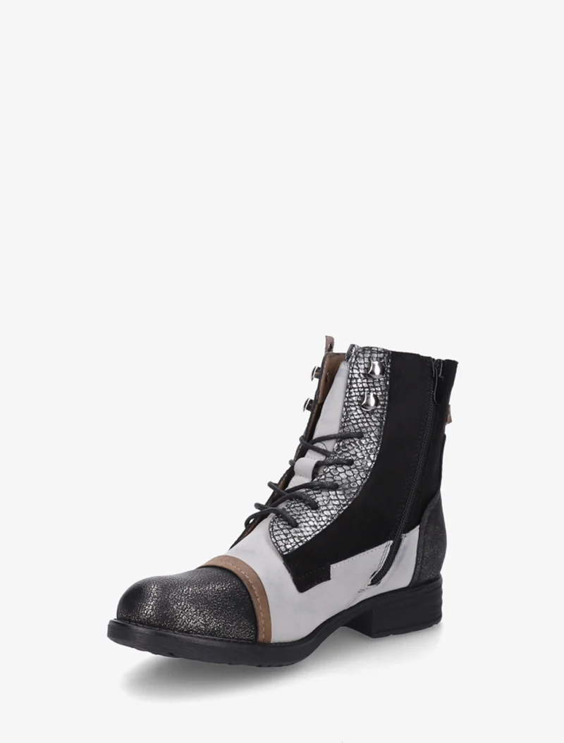 Bottines lacées irisées à perforations - Noir