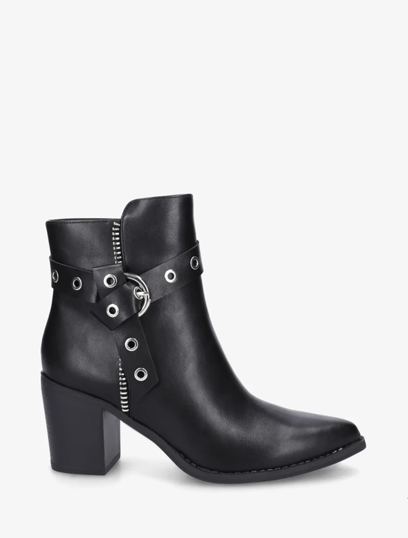 Bottines sanglées à bouts pointus - Noir
