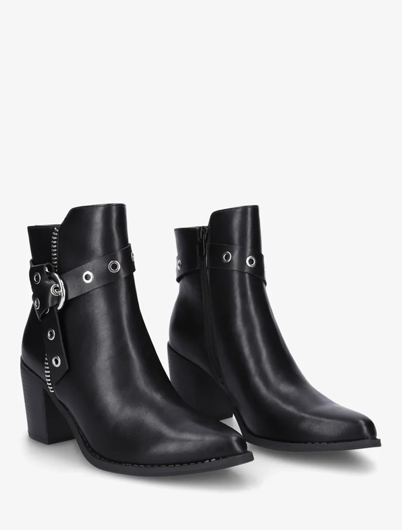Bottines sanglées à bouts pointus - Noir