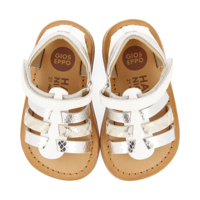 Ragni girls white leather multi strap sandals